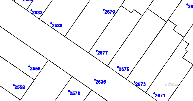 Parcela st. 2677 v KÚ Hluk, Katastrální mapa