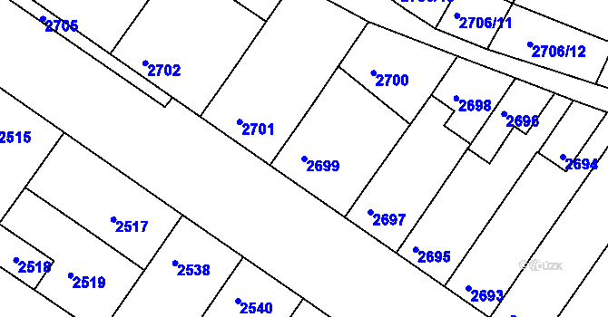 Parcela st. 2699 v KÚ Hluk, Katastrální mapa