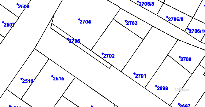 Parcela st. 2702 v KÚ Hluk, Katastrální mapa