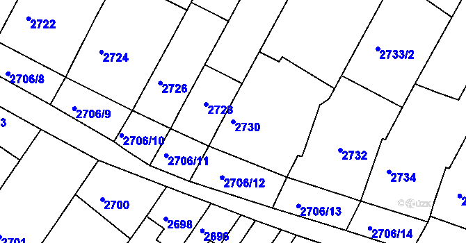 Parcela st. 2730 v KÚ Hluk, Katastrální mapa
