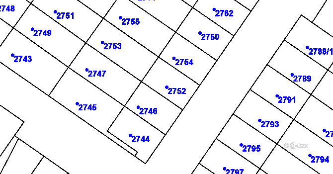 Parcela st. 2752 v KÚ Hluk, Katastrální mapa
