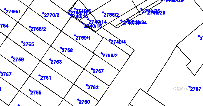 Parcela st. 2769/2 v KÚ Hluk, Katastrální mapa
