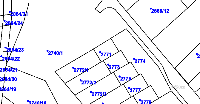 Parcela st. 2771 v KÚ Hluk, Katastrální mapa