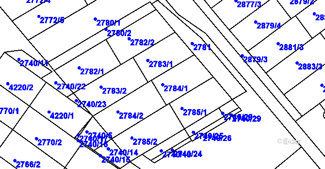 Parcela st. 2784/1 v KÚ Hluk, Katastrální mapa
