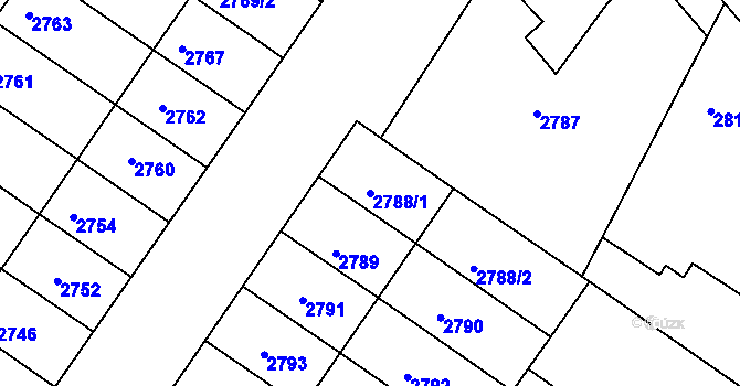 Parcela st. 2788/1 v KÚ Hluk, Katastrální mapa