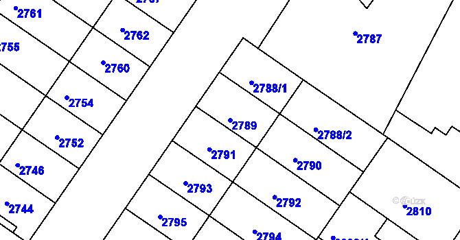 Parcela st. 2789 v KÚ Hluk, Katastrální mapa