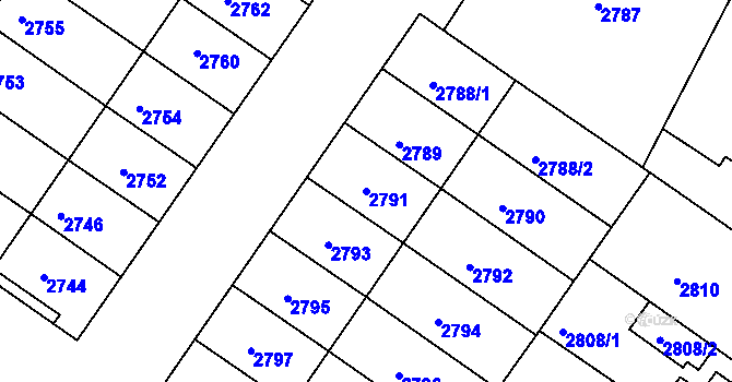 Parcela st. 2791 v KÚ Hluk, Katastrální mapa