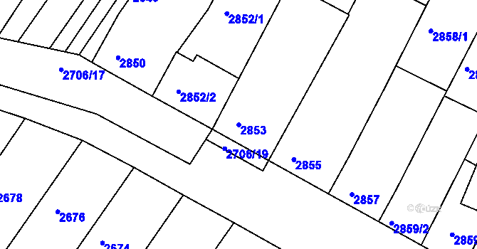 Parcela st. 2853 v KÚ Hluk, Katastrální mapa