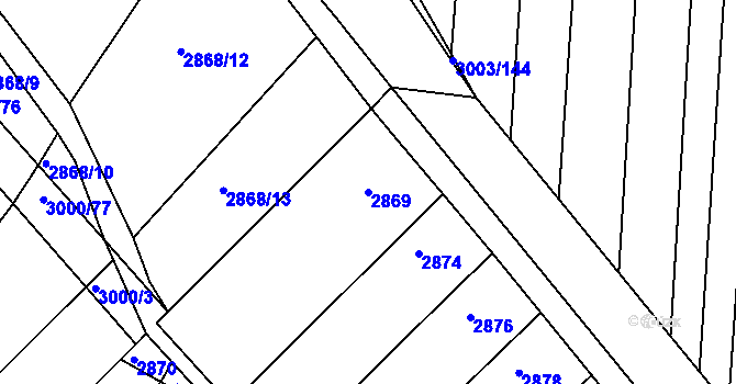 Parcela st. 2869 v KÚ Hluk, Katastrální mapa
