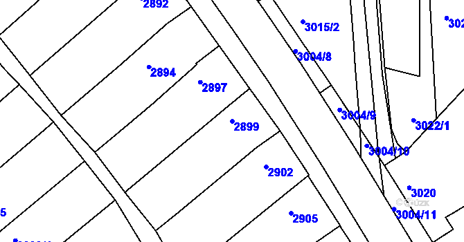 Parcela st. 2899 v KÚ Hluk, Katastrální mapa