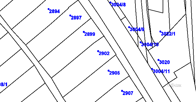 Parcela st. 2902 v KÚ Hluk, Katastrální mapa