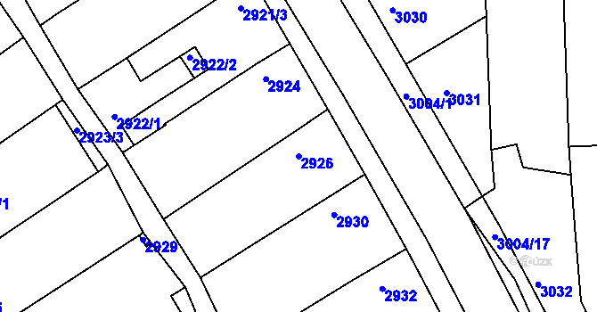 Parcela st. 2926 v KÚ Hluk, Katastrální mapa