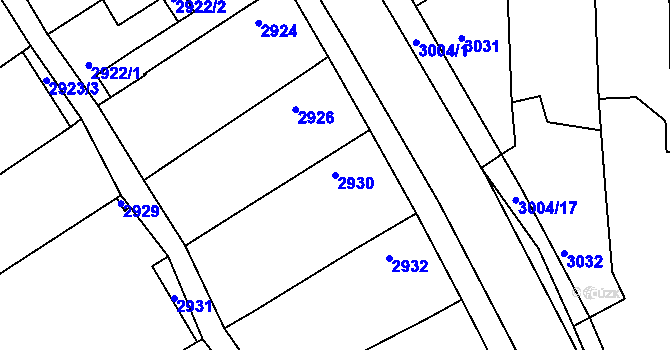Parcela st. 2930 v KÚ Hluk, Katastrální mapa