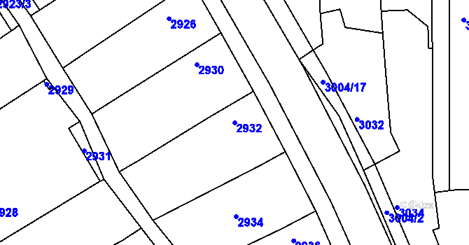 Parcela st. 2932 v KÚ Hluk, Katastrální mapa