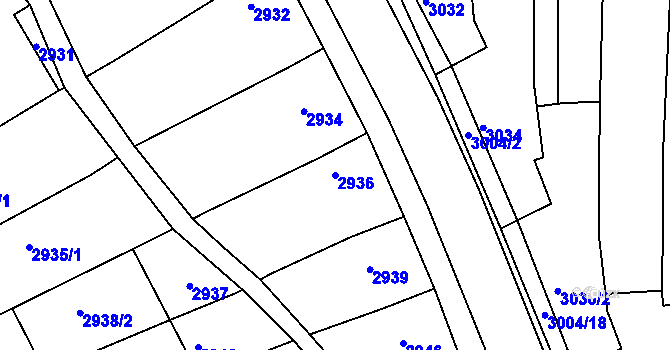 Parcela st. 2936 v KÚ Hluk, Katastrální mapa