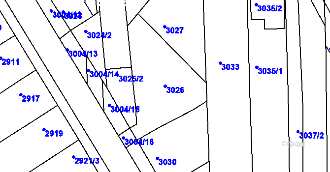 Parcela st. 3026 v KÚ Hluk, Katastrální mapa