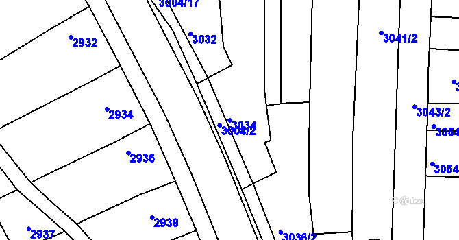 Parcela st. 3034 v KÚ Hluk, Katastrální mapa