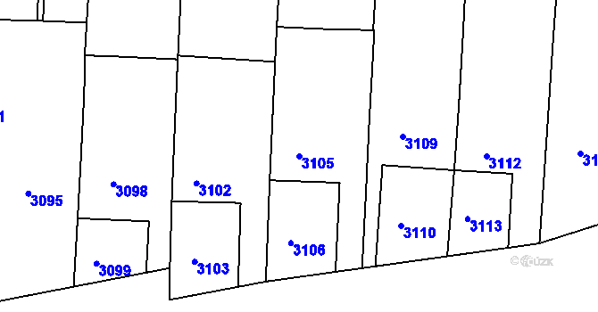 Parcela st. 3105 v KÚ Hluk, Katastrální mapa