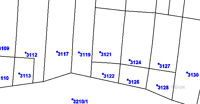 Parcela st. 3121 v KÚ Hluk, Katastrální mapa