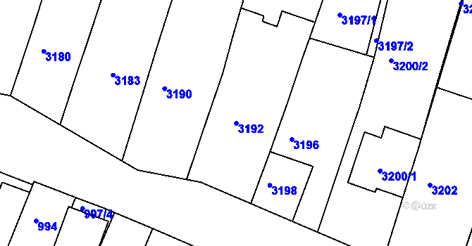 Parcela st. 3192 v KÚ Hluk, Katastrální mapa