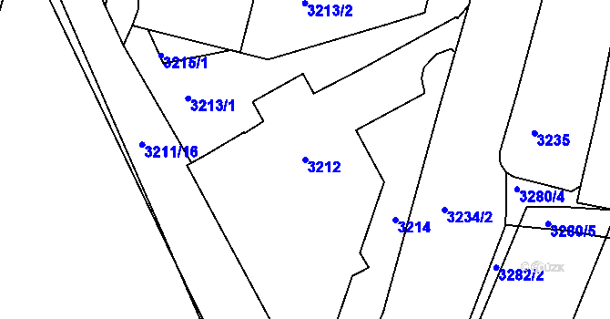 Parcela st. 3212 v KÚ Hluk, Katastrální mapa