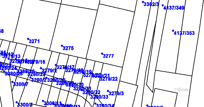 Parcela st. 3277 v KÚ Hluk, Katastrální mapa