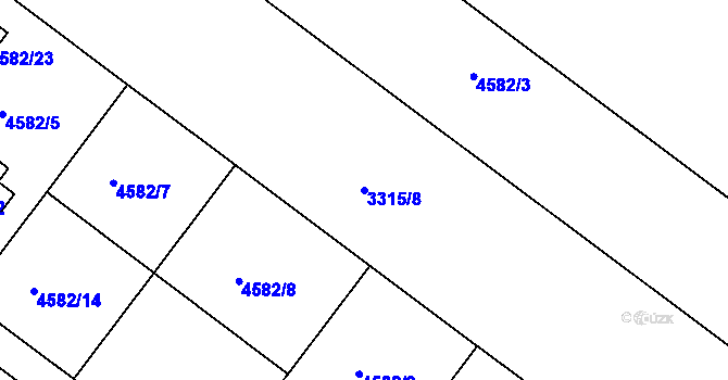 Parcela st. 3315/8 v KÚ Hluk, Katastrální mapa