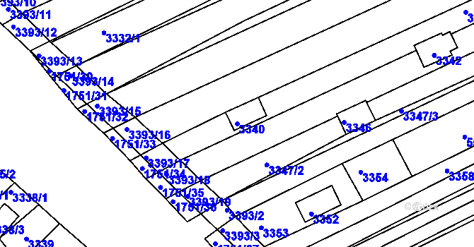 Parcela st. 3340 v KÚ Hluk, Katastrální mapa