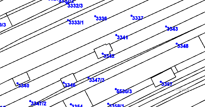 Parcela st. 3342 v KÚ Hluk, Katastrální mapa