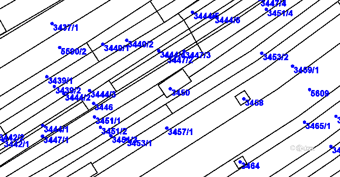 Parcela st. 3450 v KÚ Hluk, Katastrální mapa