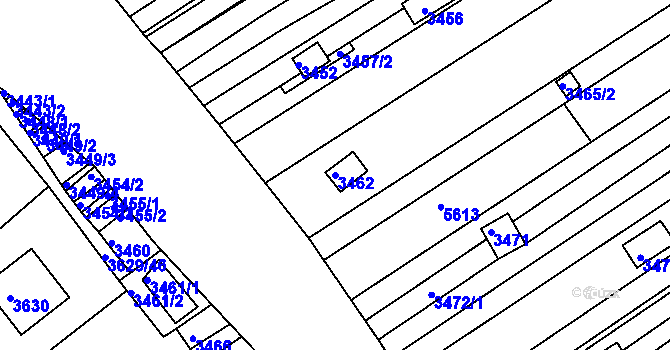 Parcela st. 3462 v KÚ Hluk, Katastrální mapa