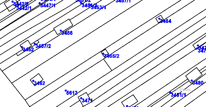 Parcela st. 3465/2 v KÚ Hluk, Katastrální mapa