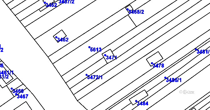 Parcela st. 3471 v KÚ Hluk, Katastrální mapa