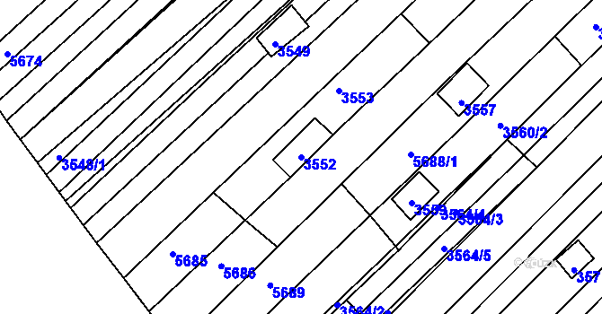 Parcela st. 3552 v KÚ Hluk, Katastrální mapa