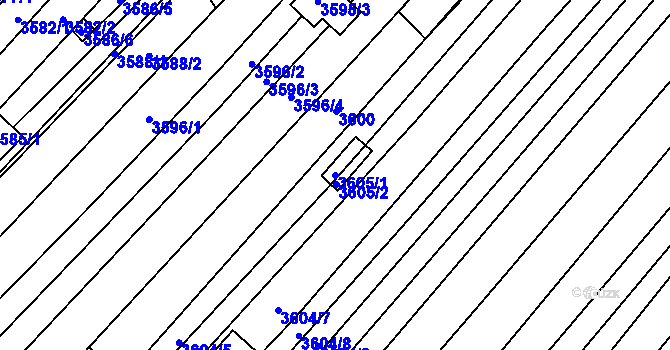 Parcela st. 3605/1 v KÚ Hluk, Katastrální mapa