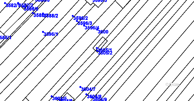 Parcela st. 3605/2 v KÚ Hluk, Katastrální mapa