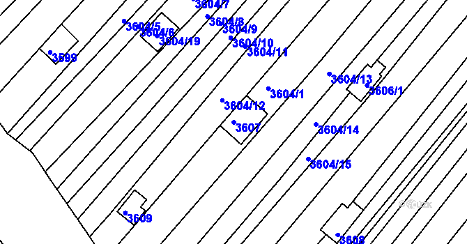 Parcela st. 3607 v KÚ Hluk, Katastrální mapa