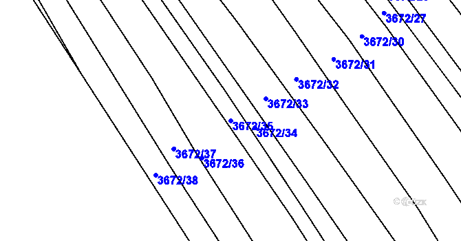 Parcela st. 3672/35 v KÚ Hluk, Katastrální mapa