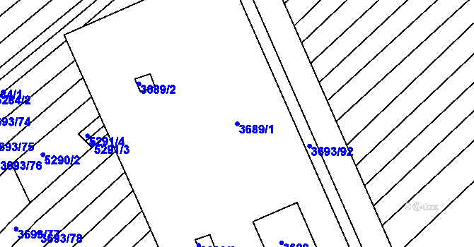 Parcela st. 3689/1 v KÚ Hluk, Katastrální mapa