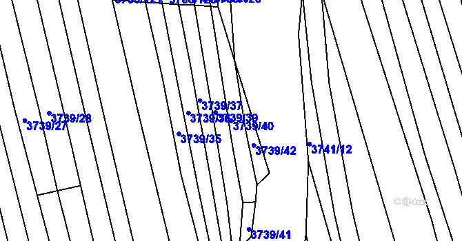 Parcela st. 3739/40 v KÚ Hluk, Katastrální mapa