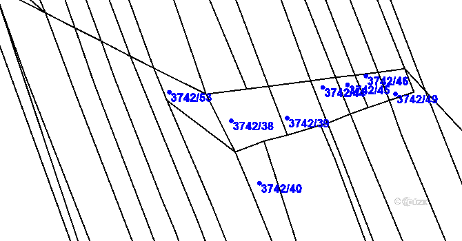 Parcela st. 3742/38 v KÚ Hluk, Katastrální mapa