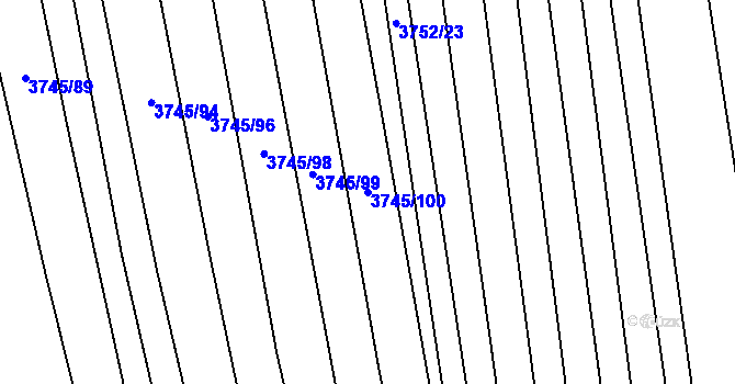 Parcela st. 3745/100 v KÚ Hluk, Katastrální mapa