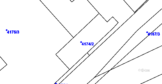 Parcela st. 4174/2 v KÚ Hluk, Katastrální mapa