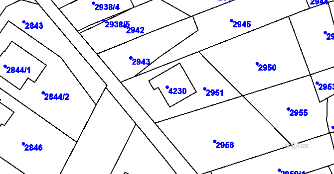 Parcela st. 4230 v KÚ Hluk, Katastrální mapa