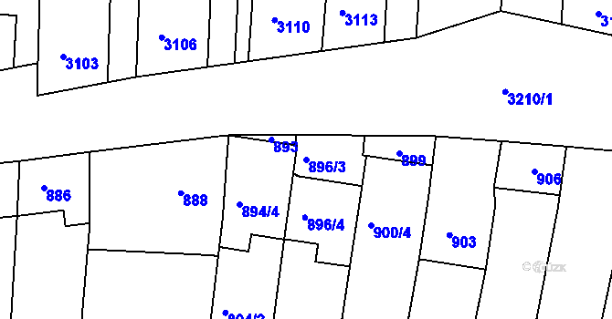 Parcela st. 896/3 v KÚ Hluk, Katastrální mapa