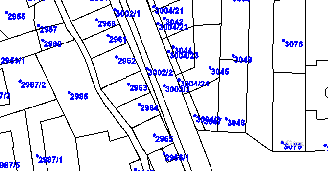 Parcela st. 3003/2 v KÚ Hluk, Katastrální mapa