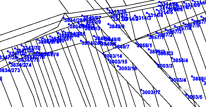 Parcela st. 3003/14 v KÚ Hluk, Katastrální mapa