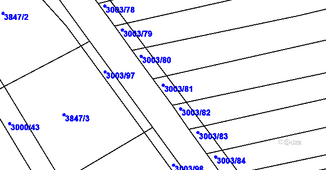 Parcela st. 3003/81 v KÚ Hluk, Katastrální mapa