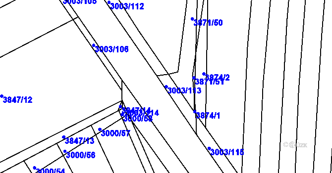 Parcela st. 3003/113 v KÚ Hluk, Katastrální mapa