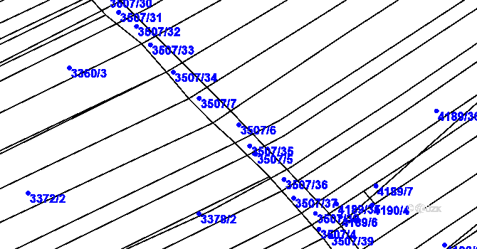 Parcela st. 3507/6 v KÚ Hluk, Katastrální mapa